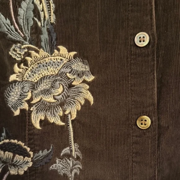 Embroidered Floral Button-Up Shirt - Picture 2 of 7